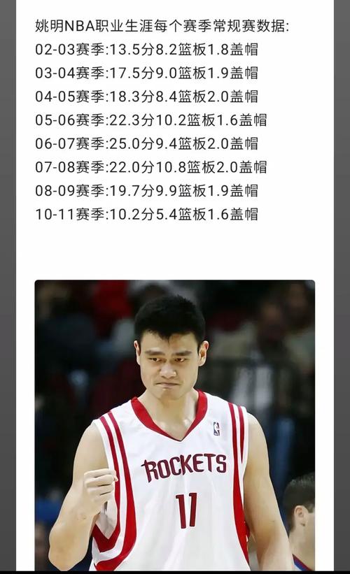 姚明nba最好数据是多少