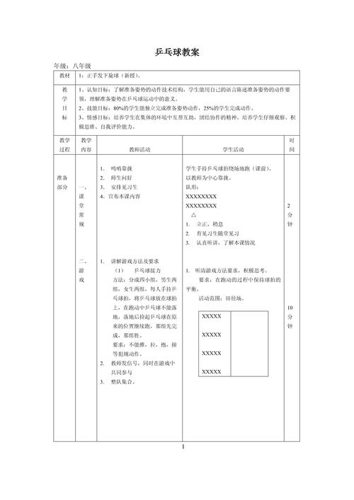 乒乓球比赛教案